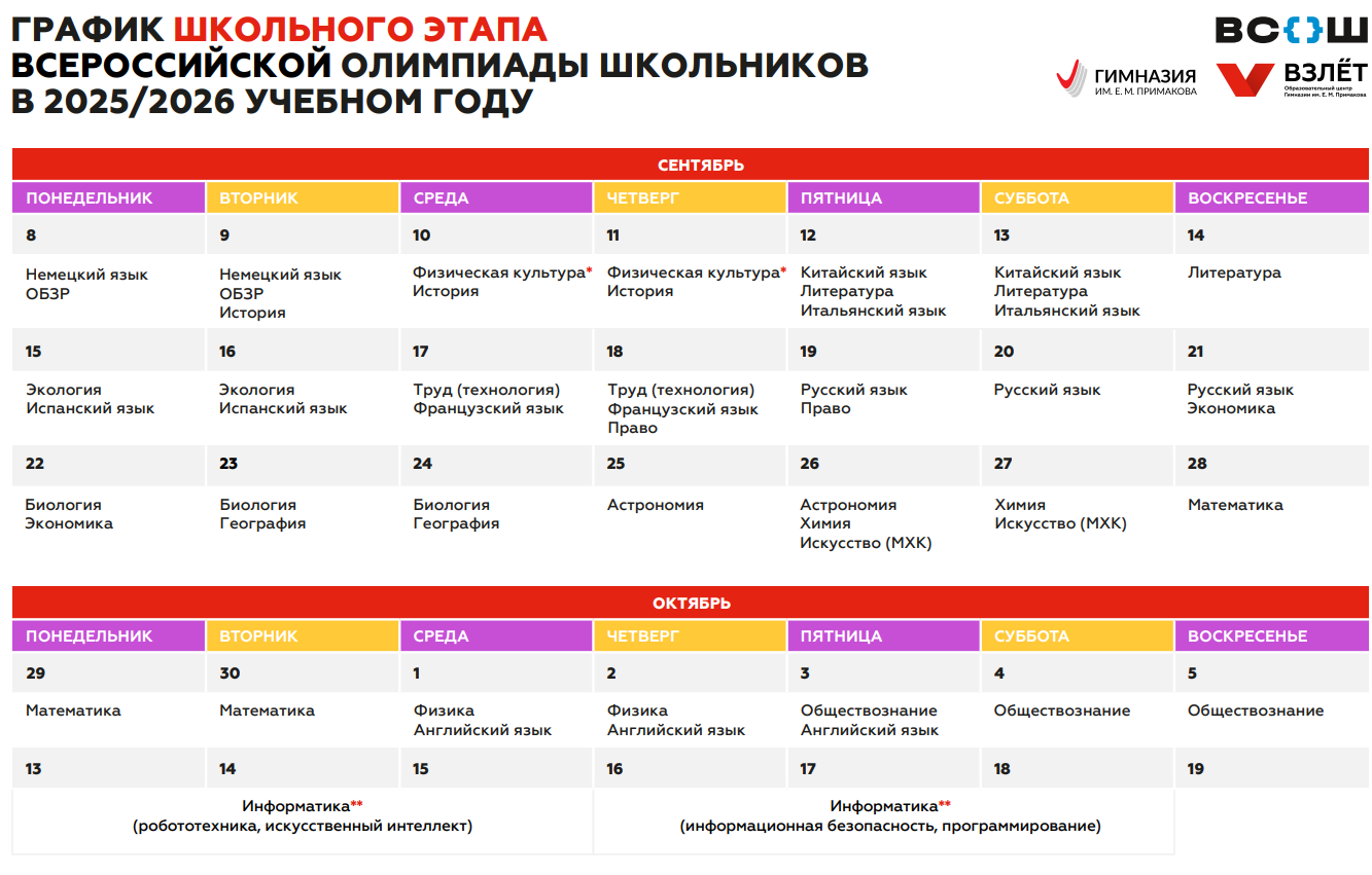 олимпиада школьников взлёт школьный этап 2025